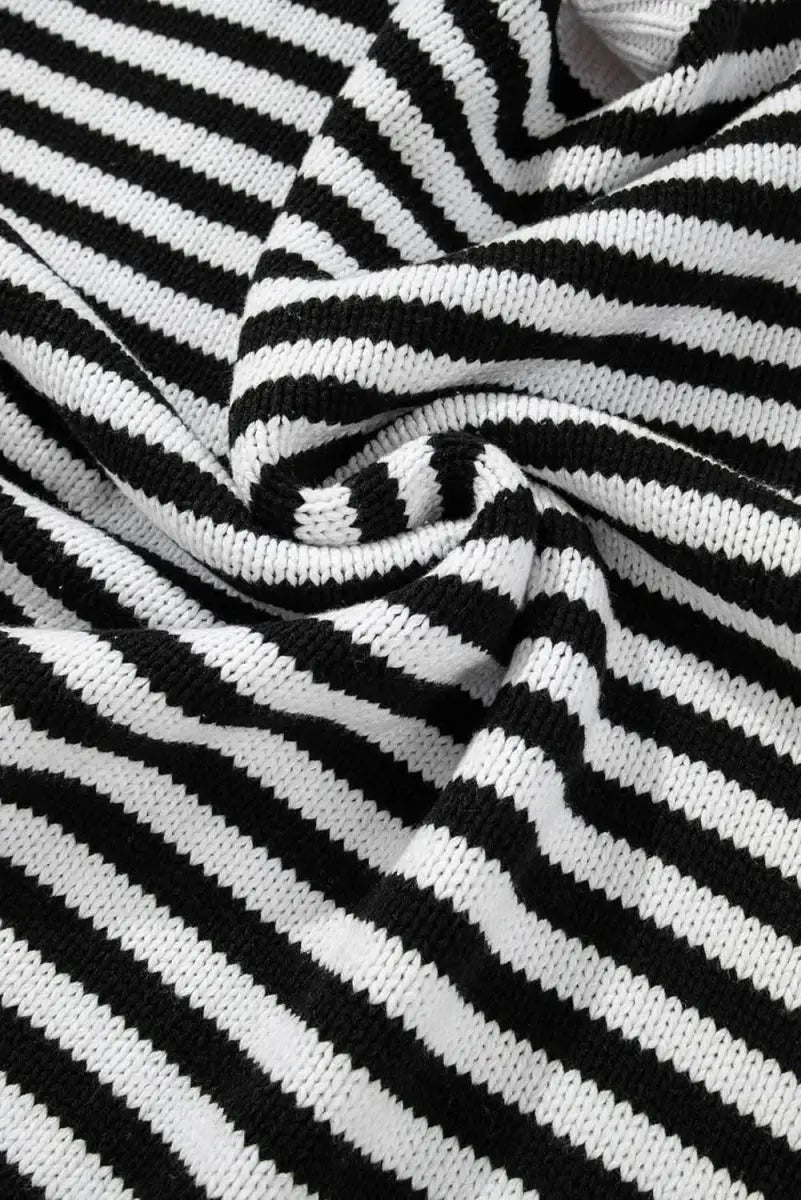 Striped Round Neck Long Sleeve Sweater - Love Salve